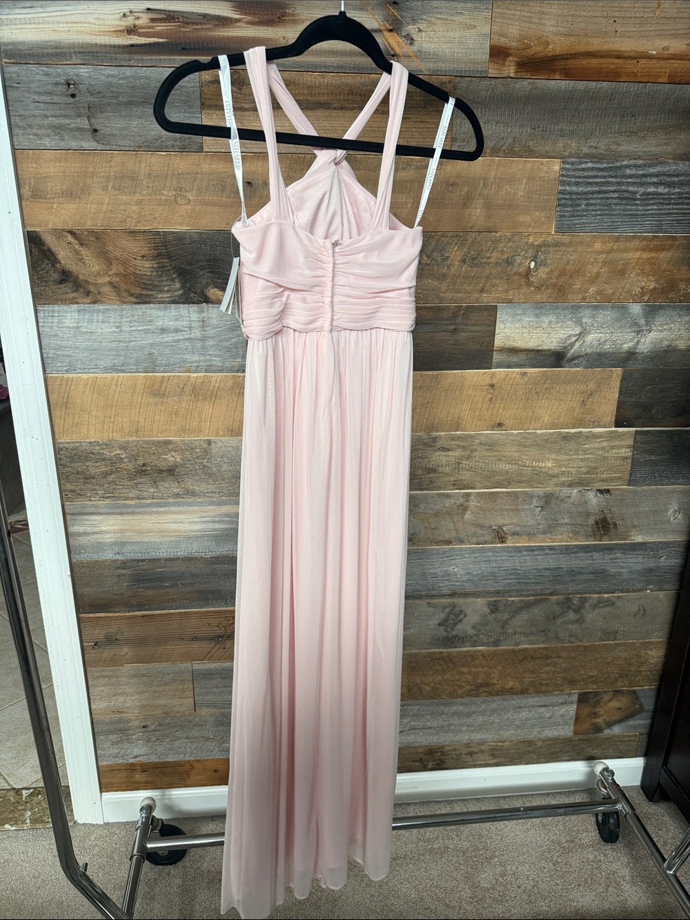 Blush Pink Halter Chiffon Maxi Dress - Picture 5 of 7